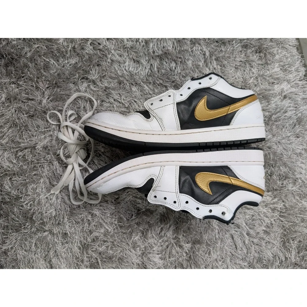 Air Jordan 1 Low Black White Gold 553558-123 Mens Sneakers